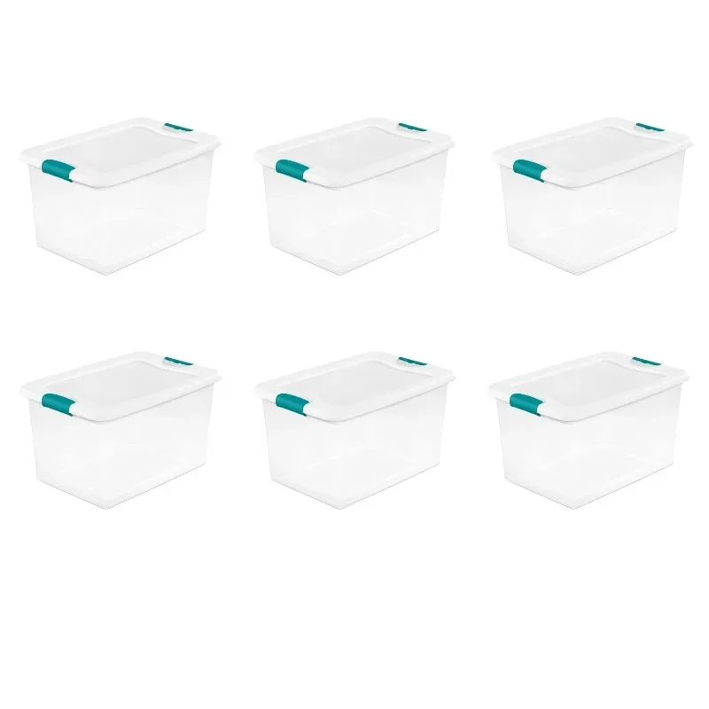

64 Qt. Latching Box Plastic, White, Set of 6