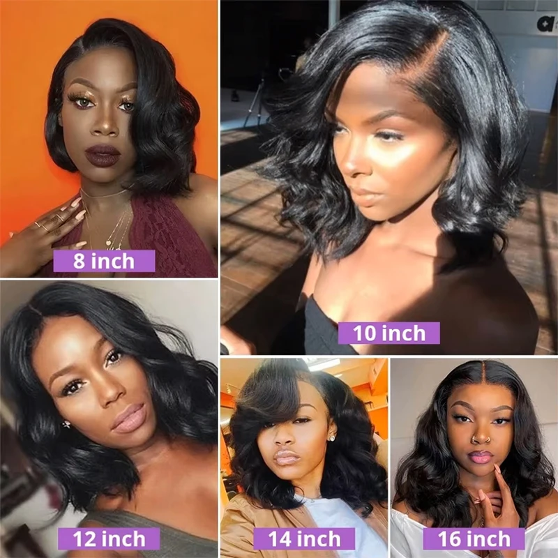 Wear And Go Glueless Bob Wig Human Hair Short Body Wave Lace Front Wigs Pre Cut Brazilian Hair 5X5 HD Lace Closure Wig For Women 8