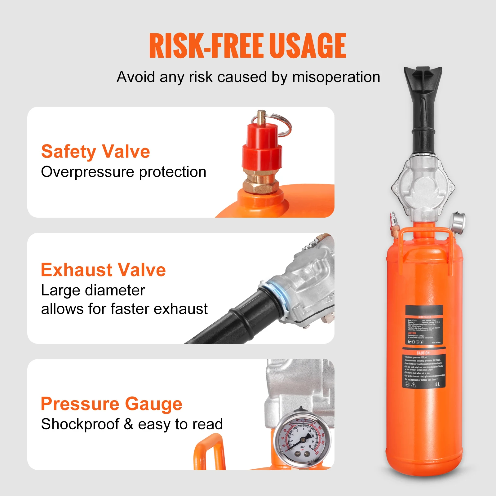 SucceBuy Tire Bead Seater 8L/9L Air Tire Bead Blaster Handheld & Portable Inflation Tool for Truck Car Tractor Repairs tire bead seater