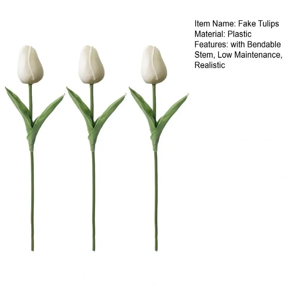 3Pcs 35cm Artificial Tulips Fake Tulip Flowers With Bendable Stems Realistic For DIY Flower Arrangement Decorations Home Party