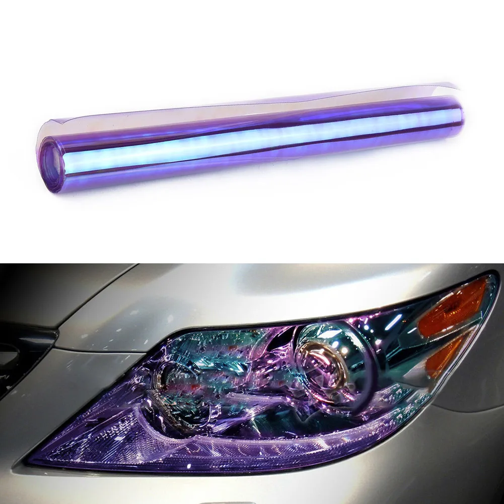 Headlight Taillight Fog Gloss Vinyl Tint 12"x24"In PVC Film Car Styling Gloss Transparent Light Purple Chameleon Neo Chrome