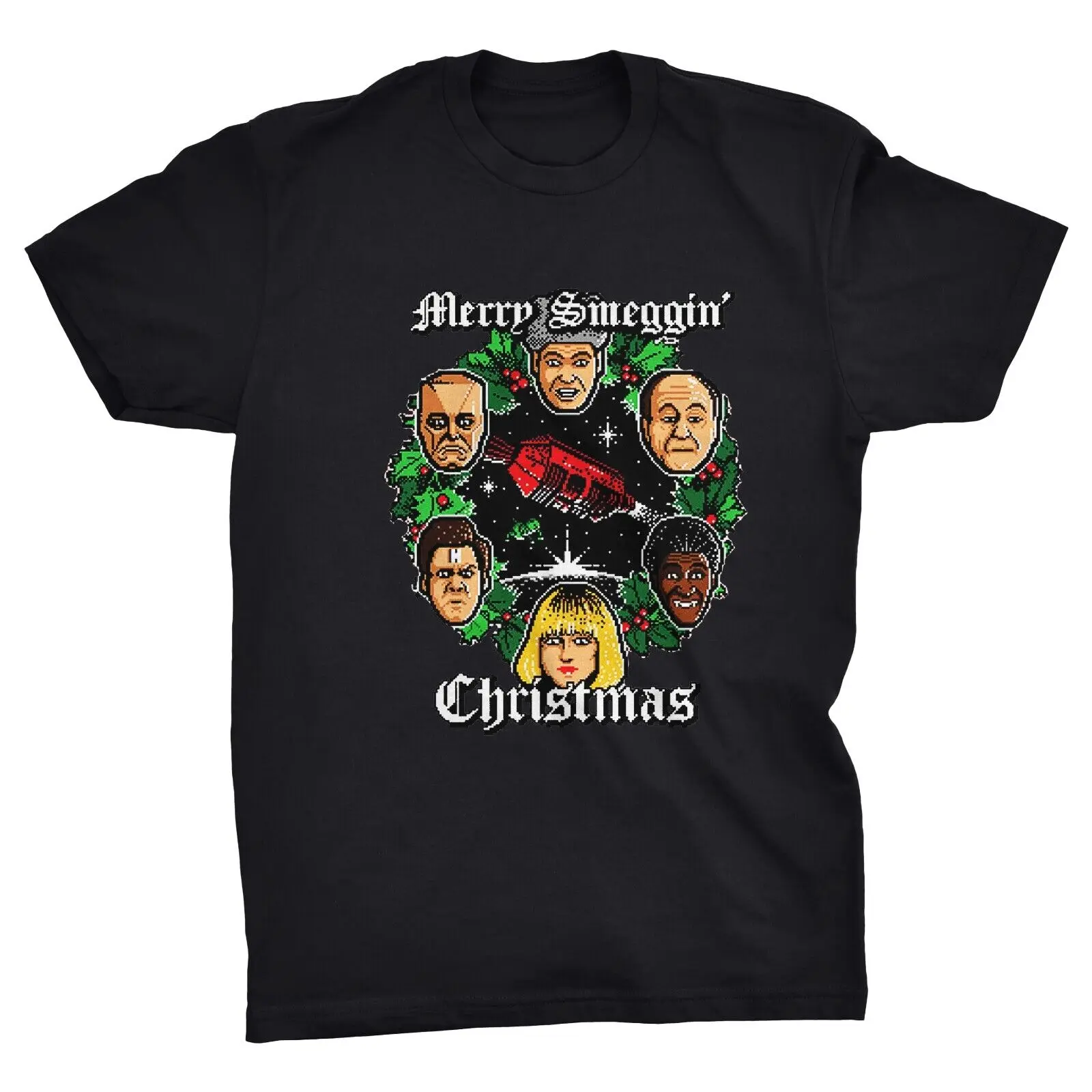 Merry Smewing Christmas Smeging Funny Red Dwarf T-Shirt Lister Rimmer Kryten