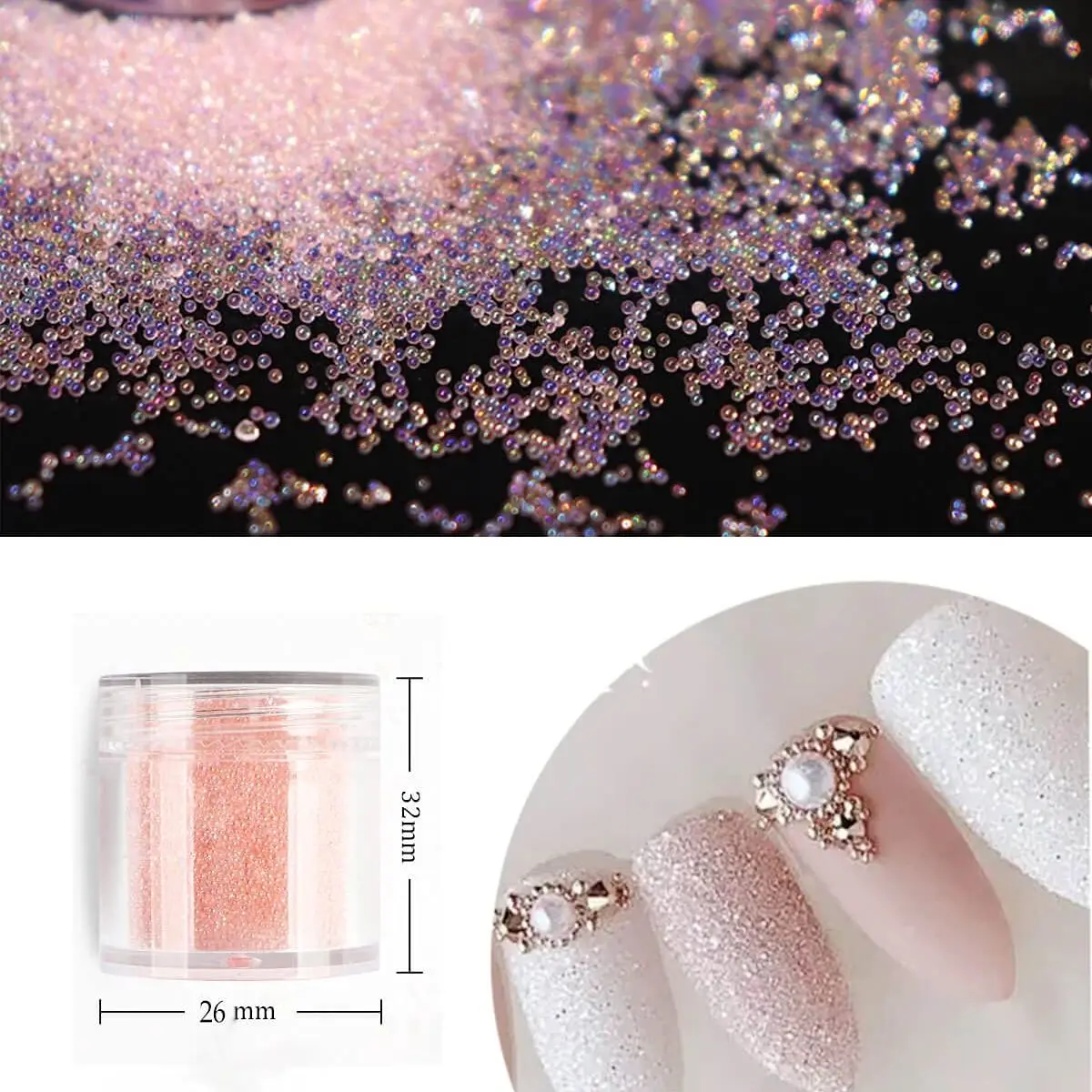 10G/Bo 3D Rhinestones Diamonds Beads Nails Art Decorations Glass AB Bling  Sparkle Crystal Nail Caviar Nails Decoration 1.2-1.4mm - AliExpress