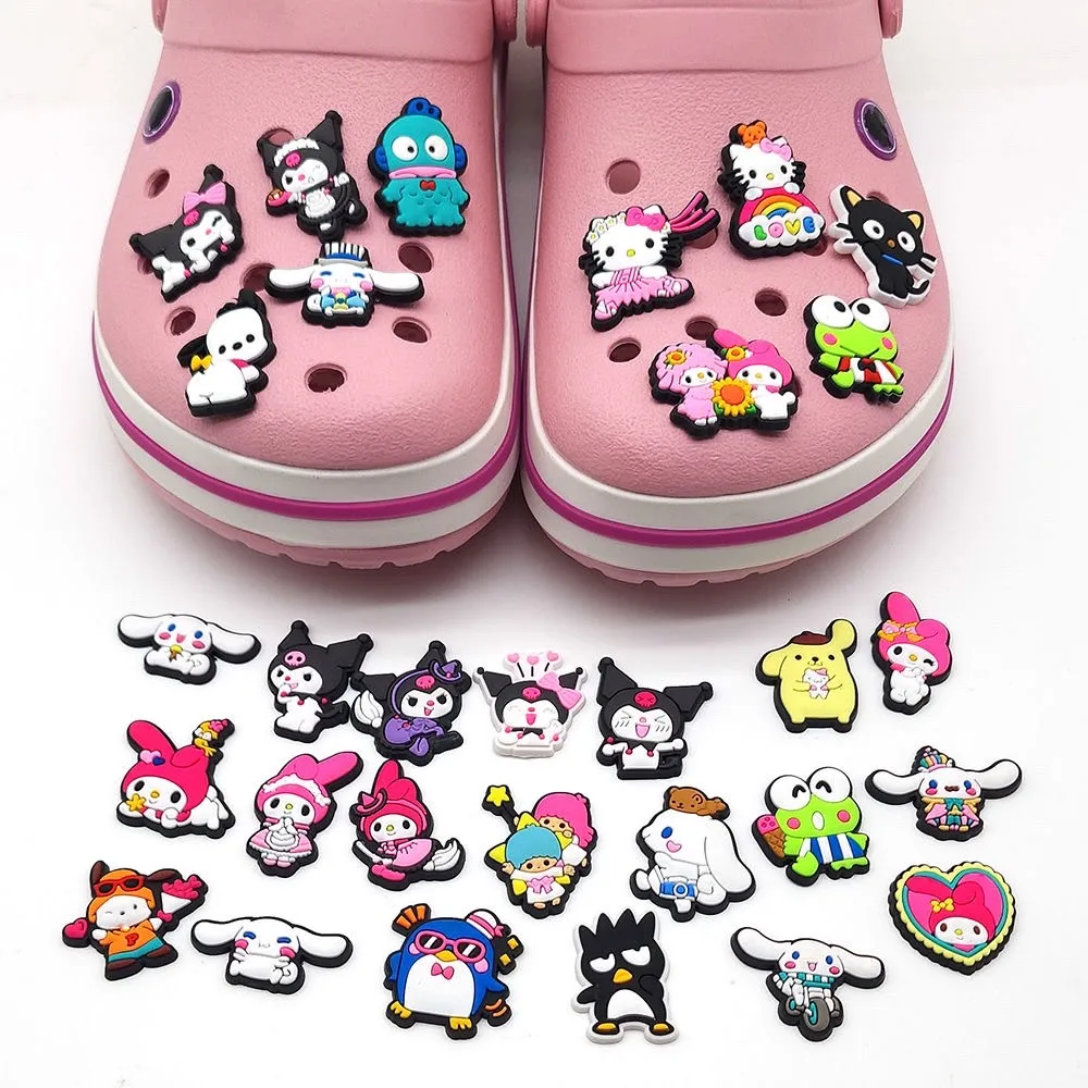 

20pcs Sanrio Cinnamoroll Slippers and Shoe Clasp Cute Melody Summer DIY Shoes Flower Cartoon Koulomi Decorative Accessories