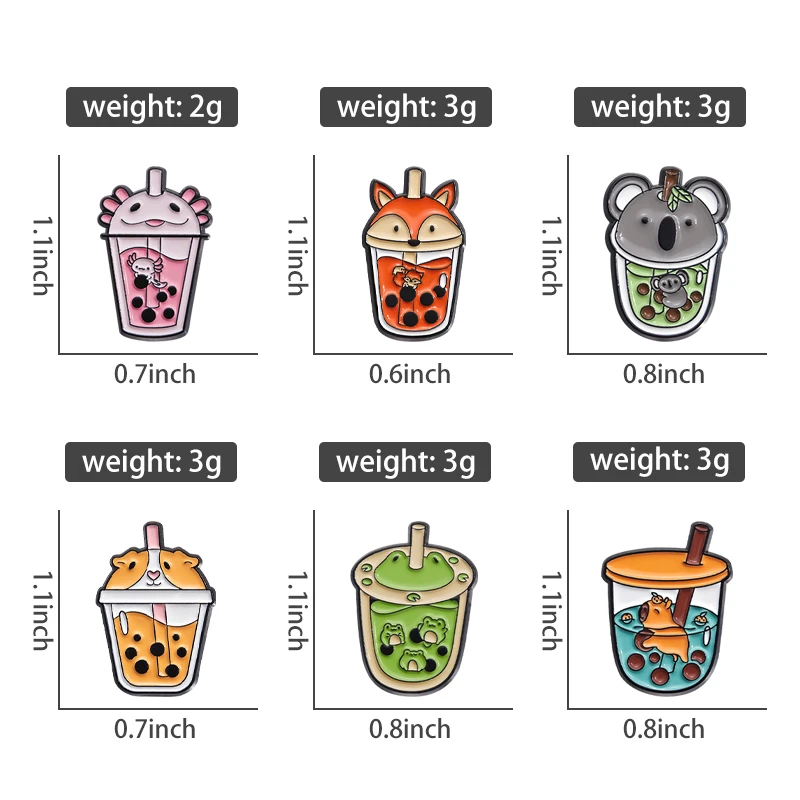 Tier Nette Tasse Form Emaille Pins Kawaii Stroh Tasse Wasser Flasche Broschen Metall Revers Abzeichen Rucksack Schmuck Zubehör Geschenk – Detail 1