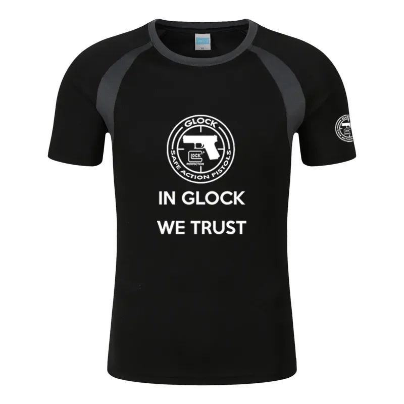 

2024 Glock Handgun USA Logo Mens T-Shirt Harajuku Cartoon Letter Print Round Neck Hight Quality Short Sleeve Loose Summer Top