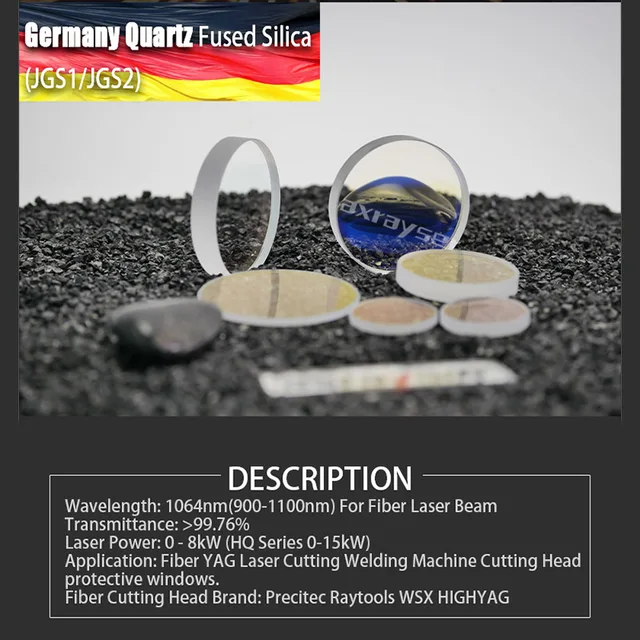 10PCS Laser Lens Protective Windows 37x7 27.9x4.1 for Raytools Precitec WSX Fiber Powerful Cutting Machine Head Part Tool 1064nm 5