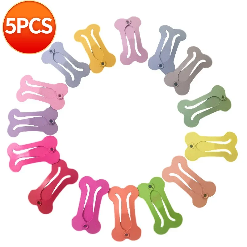 Dog Hair Clips 5Pcs/set Cute Dog Hairpin Colorful Bone Shape Hairpin Pet Puppy Dogs Hair Clips for Chihuahua Pug Pet Dog Grooming Accessories