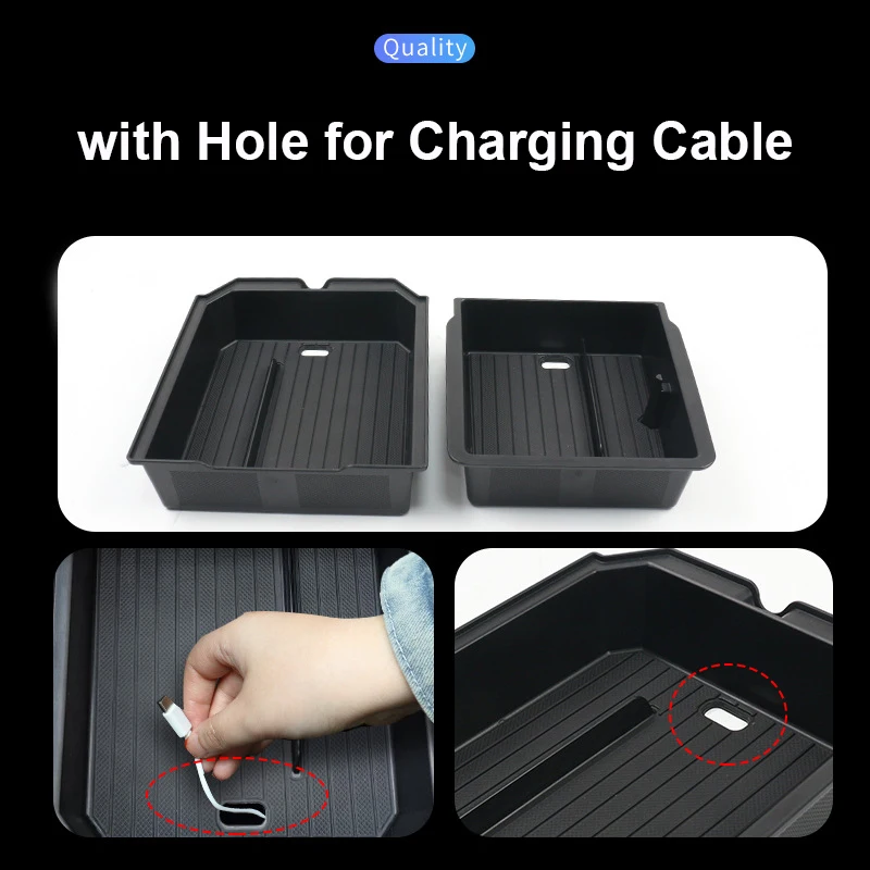 For Tesla Model Y Juniper 2025 Center Console Storage Organizer Box Tray Model 3 Highland 2024 Armrest Box Hidden Accessories