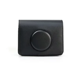 Vintage-Style Leather Camera Case with Shoulder Strap and Protective Shell Accessories (Black)