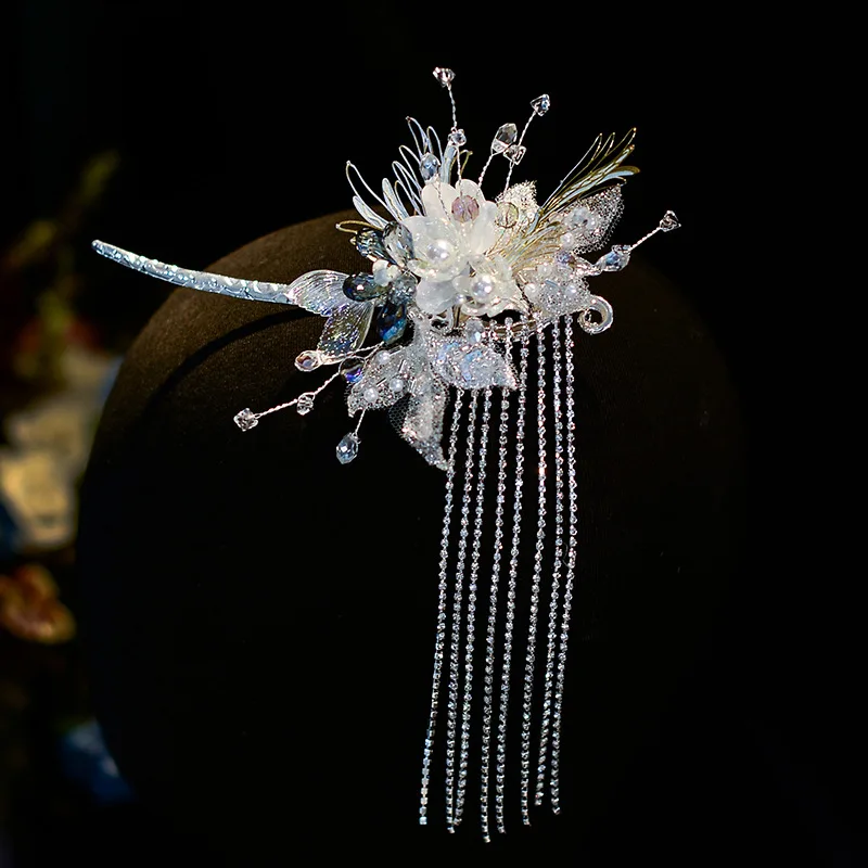 

Classical Coiled Hair Accessories with Chinese Beaded Tassel Hairpins