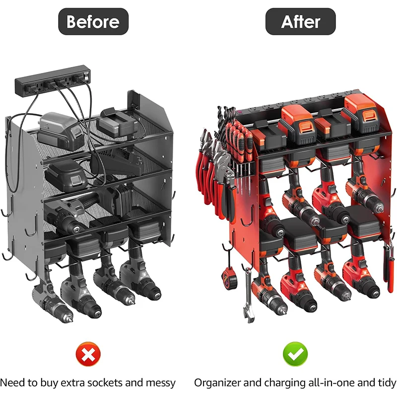 Heavy Duty Metal 3 Layers Tool Shelf for Garage/Workshop Hand Power Tool Rack Electric Drill Holder Wall Mount Cabinet tool organizer,power tool holder,angle grinder holder