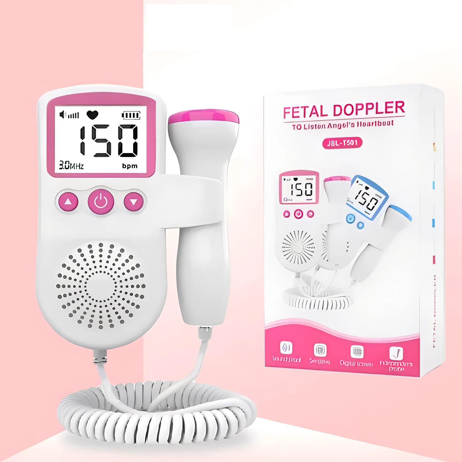 Household Fetal Doppler Baby Heartbeat Pocket Prenatal Detector Home Pregnant Heart Rate Monitor Detector Pulse Meter