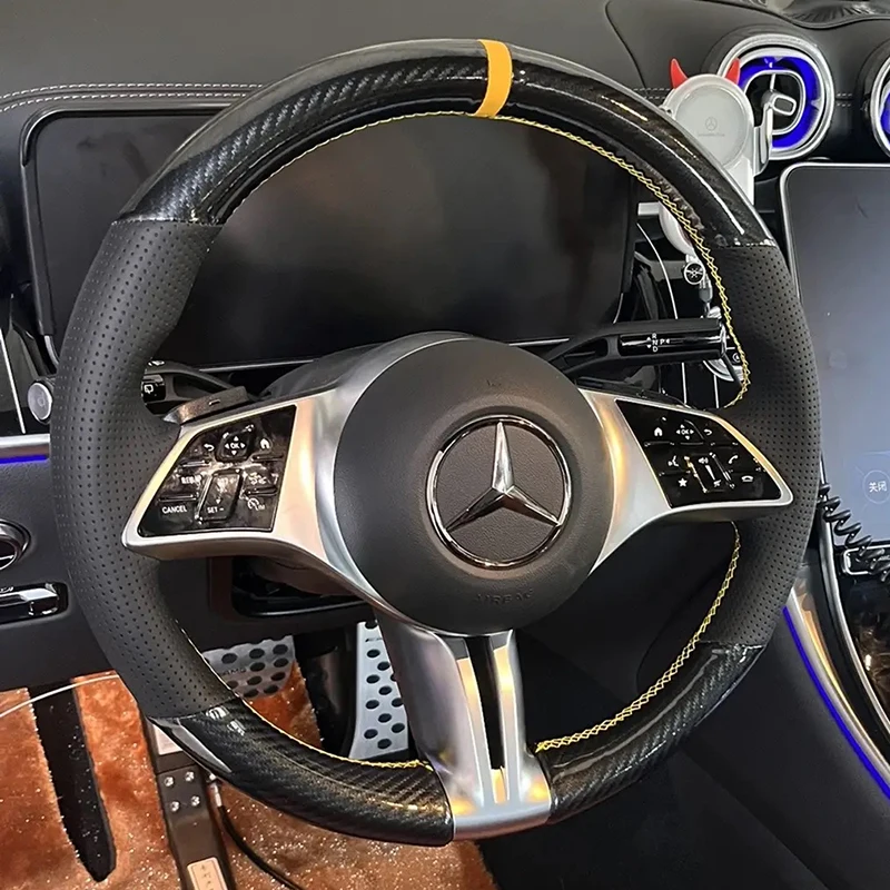 手縫い滑り止めスエードカーステアリングホイールカバー、メルセデス 手縫い滑り止めスエードカーステアリングホイールカバー、メルセデス