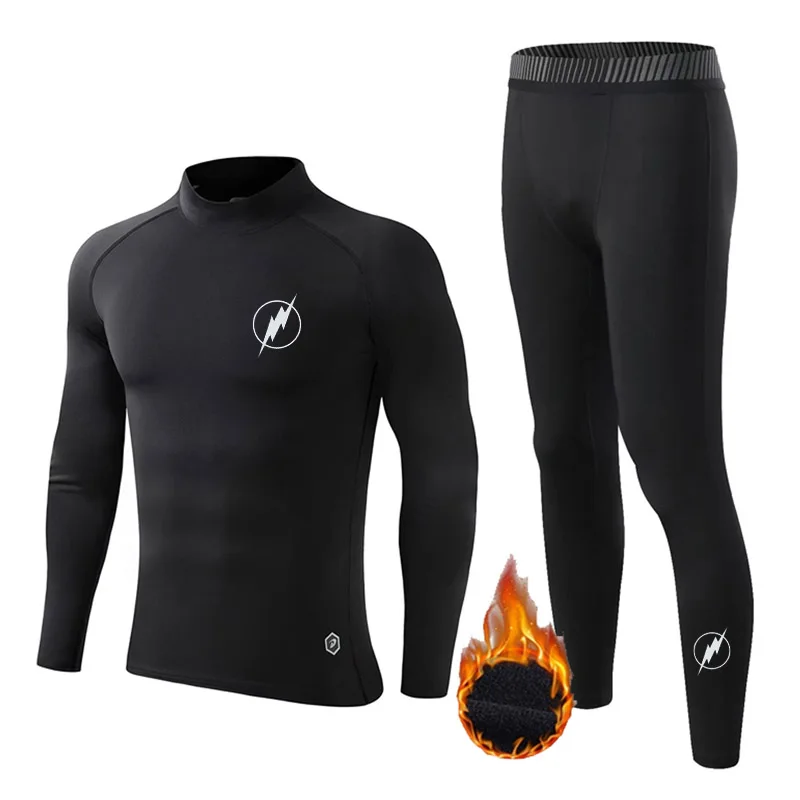 

Kids Winter Fitness Clothing Turtleneck Thermal Underwear Fleece Second Skin Workout Base Layer Compression Men's Warm Sports