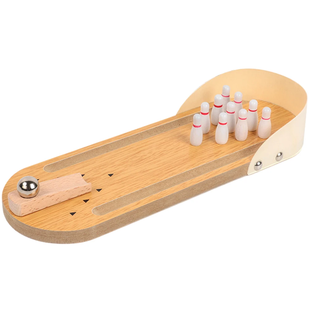 Tabletop Mini Bowling Game Set with 10 Pins Wooden Board Bowling Toys Desktop Set for Men Women Teens Kids bowling accessories