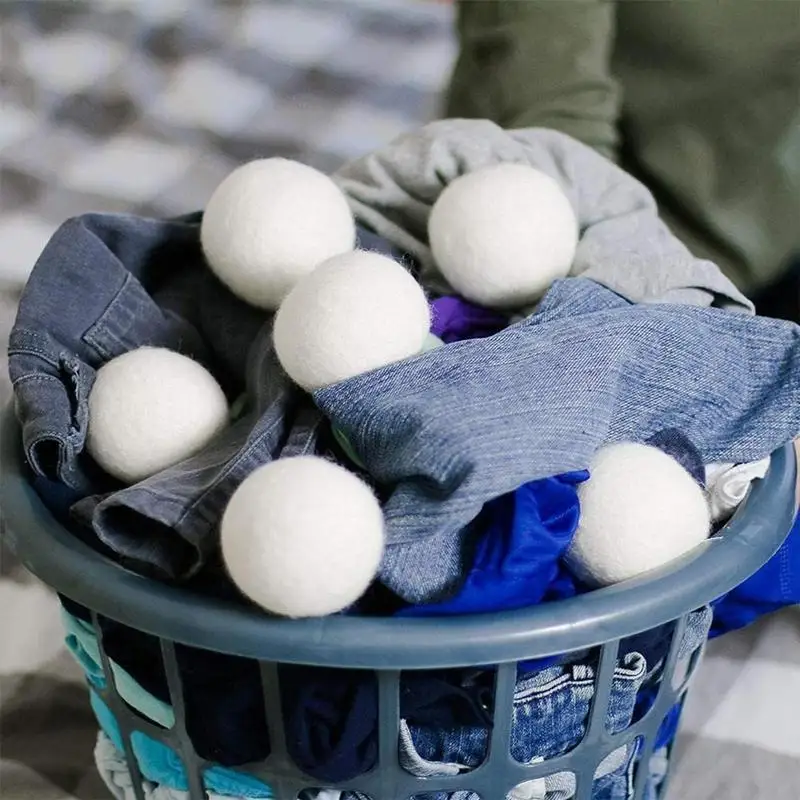 Wool Dryer Balls Natural Fabric Softener Set of 6 Reusable Fabric Softener Ball Reduces Clothing Wrinkles and Saves Drying Time