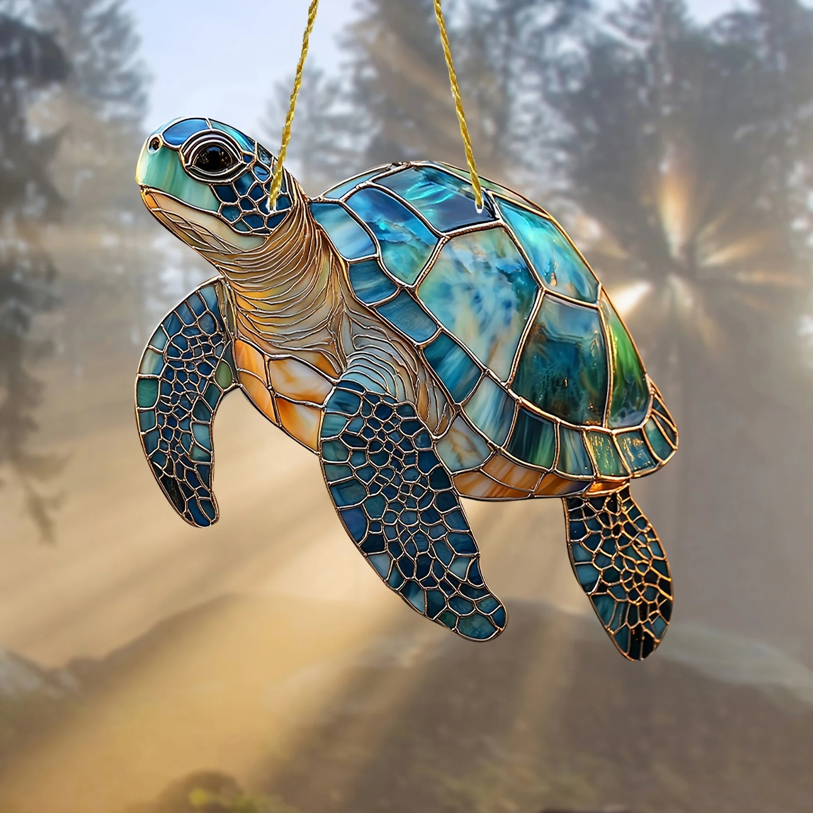 Gorgeous Acrylic Turtle Sun Catcher - 7.87"2D Flat Ocean-Themed Hanging Decor for All Seasons.Good helper for garden decoration.