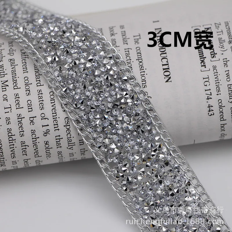 3cm Sewing Trim Crystal Motif Strass Hot Fix Rhinestone Tape
