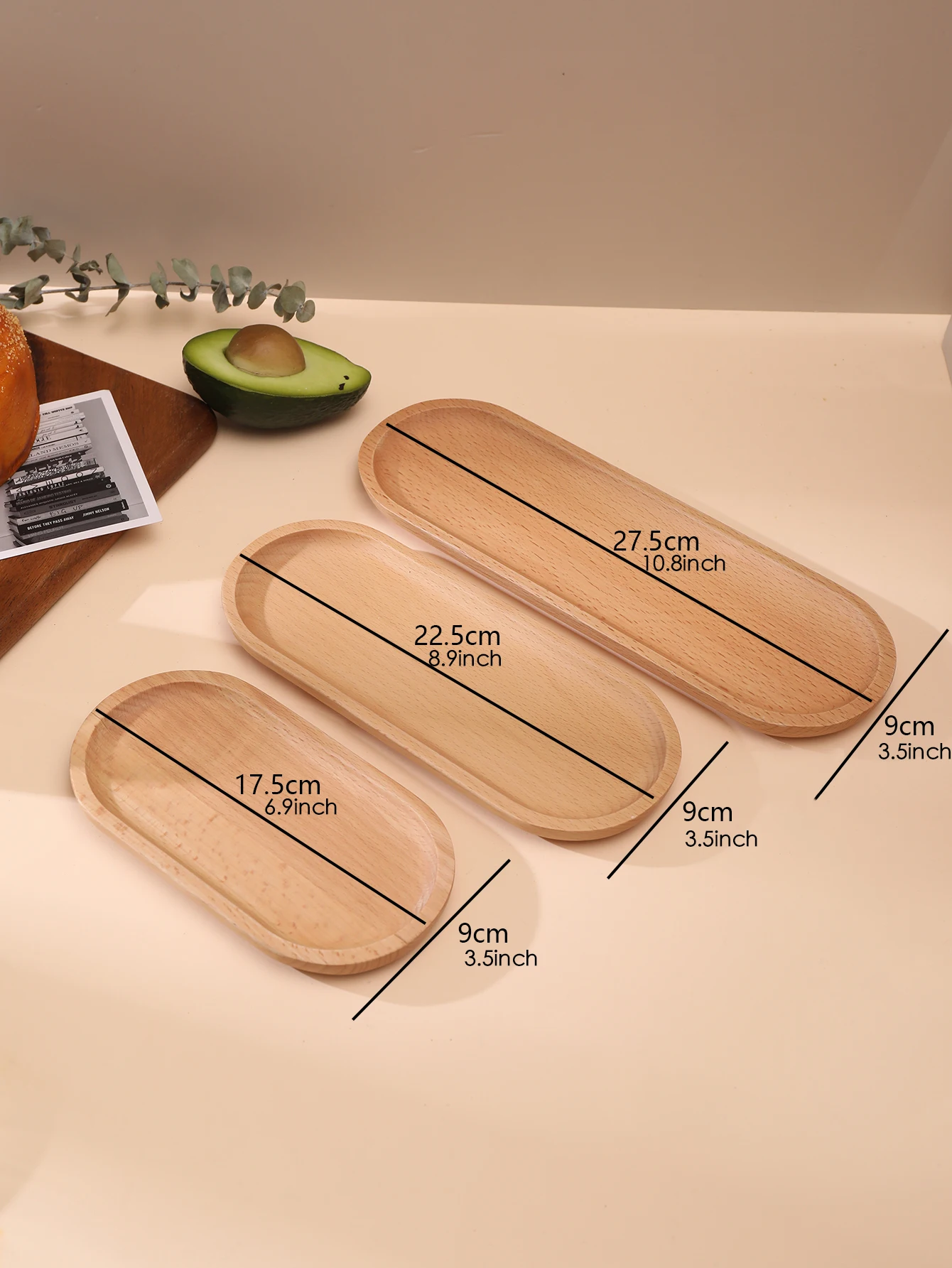 Wooden Serving Tray 1pc Japanese Style Solid Wood Dining Plate Dessert Display Sushi Tray Storage