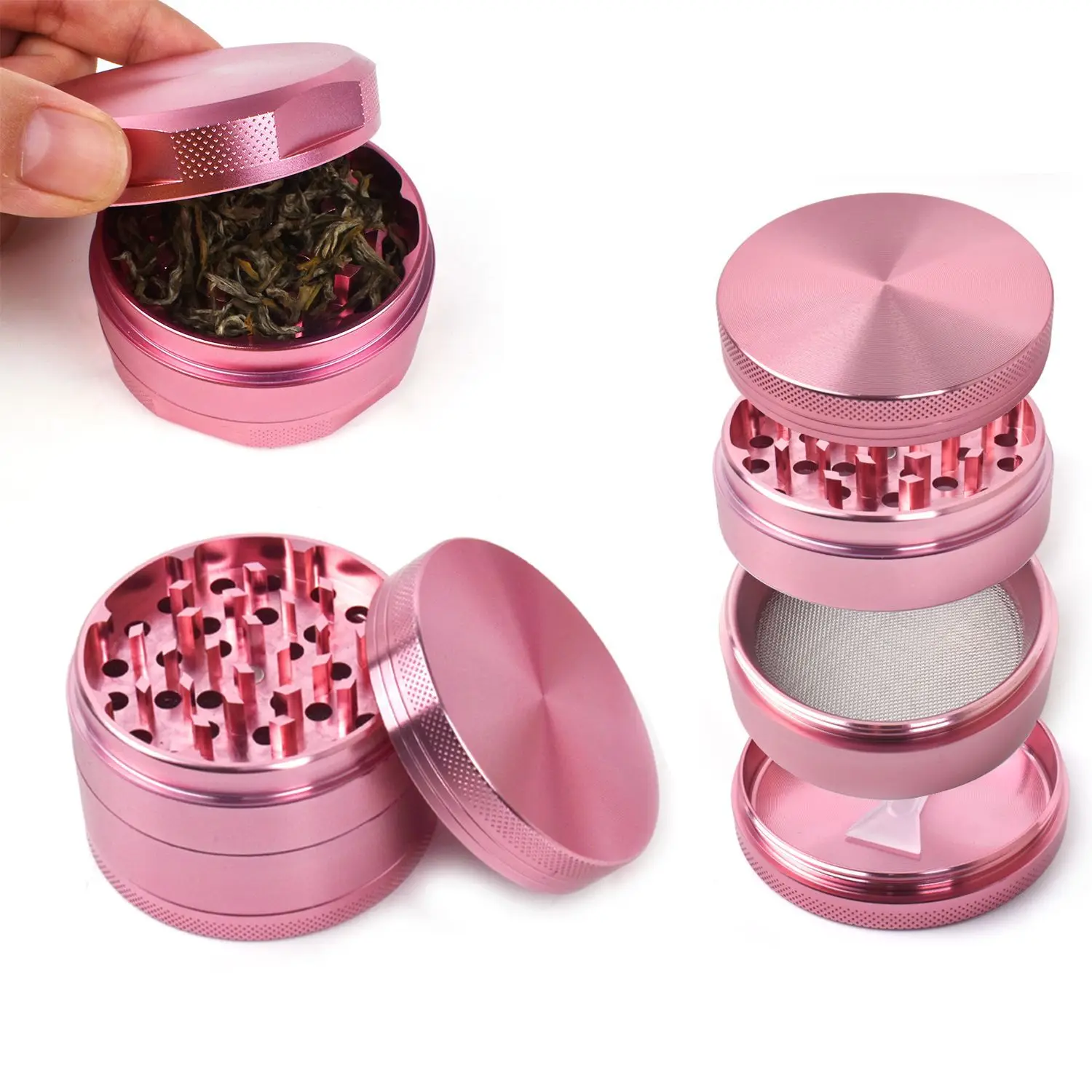 40mm 4 Layer Aluminum Herbal Herb Tobacco Grinders For Smoking Metal Tobacco Cutting Pipe