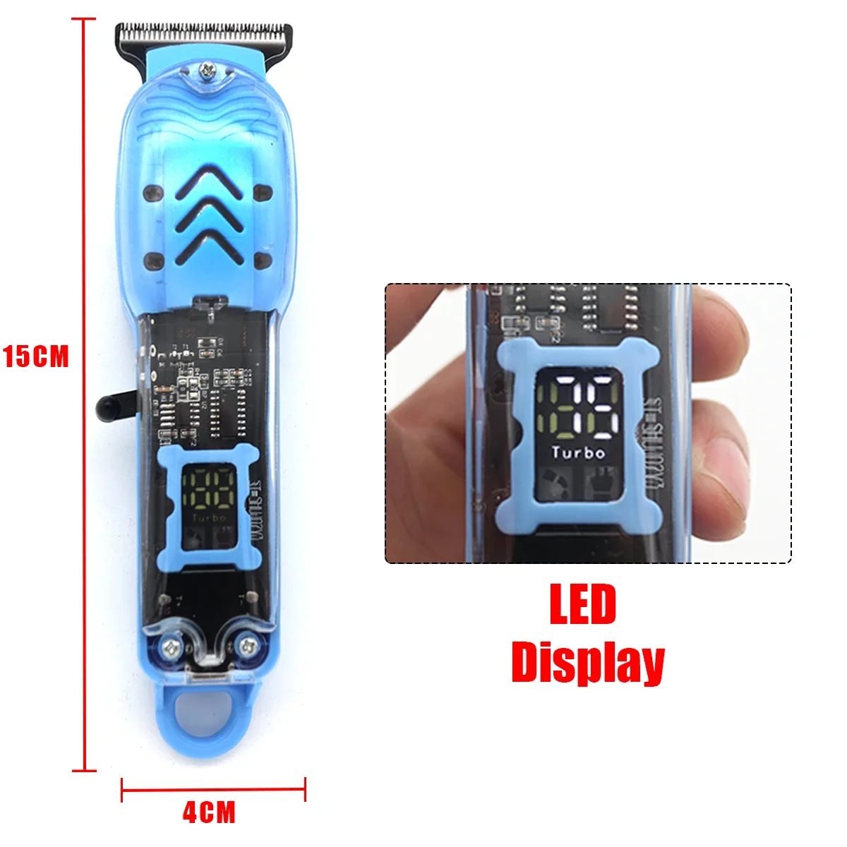 Transparent Body Electric Hair Clipper Professional Trimmer USB Rechargeable Hair Cutting Machine For Men Holiday Gift For Him
