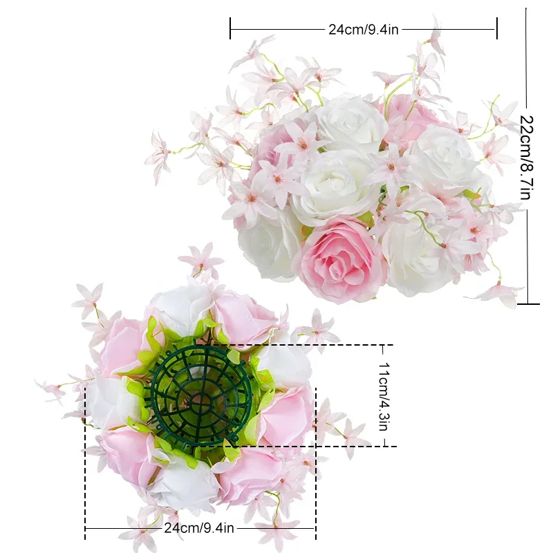 6pcs Flowers Ball Arrangement Bouquet 18 Heads Roses for Our Store's Wedding Centerpiece Rack Parties Valentine's Day Home D&eacute;cor