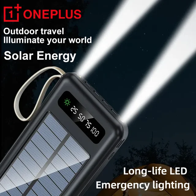 OnePlus 50000mAh Solar Power Bank, Fast Charging, Dual USB, 4 Cables 4