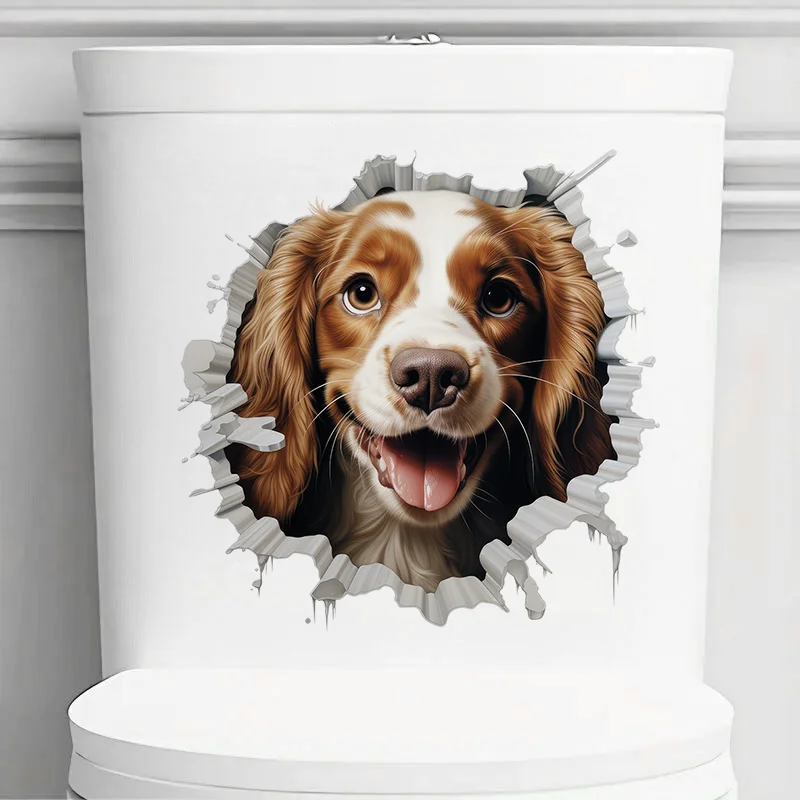 90903# English Cocker Spaniel Dog Self-Adhesive Toilet Stickers,Wall Decal Removable, Vinyl Car Sticker for Bathroom Decor