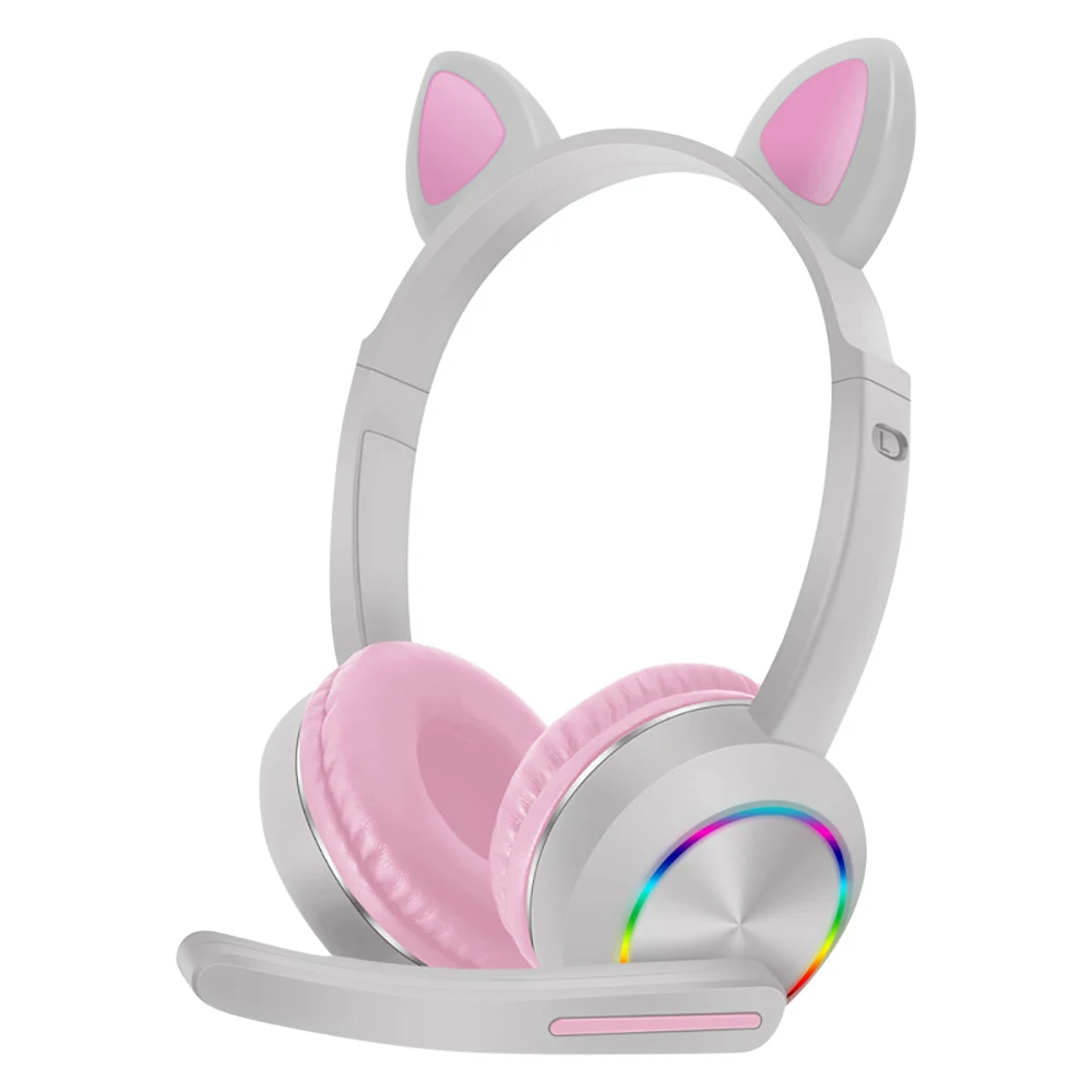 1PCS Cat ear AKZ-020 Wireless Bluetooth Headset for Children Learning Net Class with Wheat LED light up ultra long Battery Life