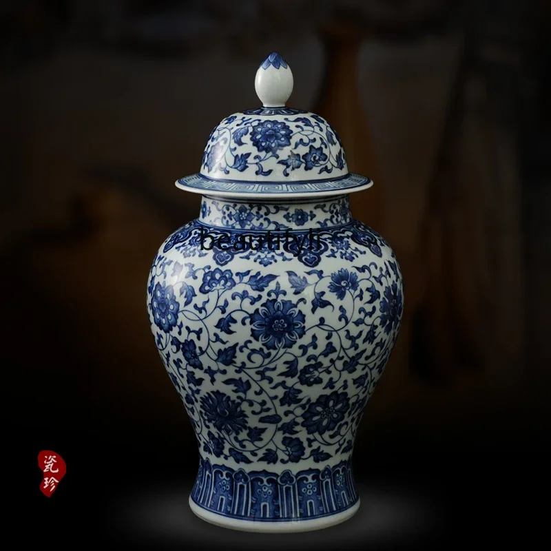 装飾的な陶磁器花瓶 セラミック花瓶、レトロな青と白の磁器の花瓶中国スタイルのフラワー