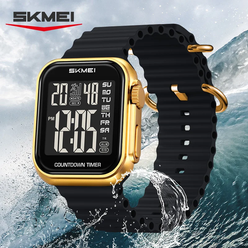 SKMEI 2269 Sport Digital Watch For Man Fashion Luxury Countdown Clock Waterproof Stopwatch 2Time Top Brand Electronic Wristwatch 5