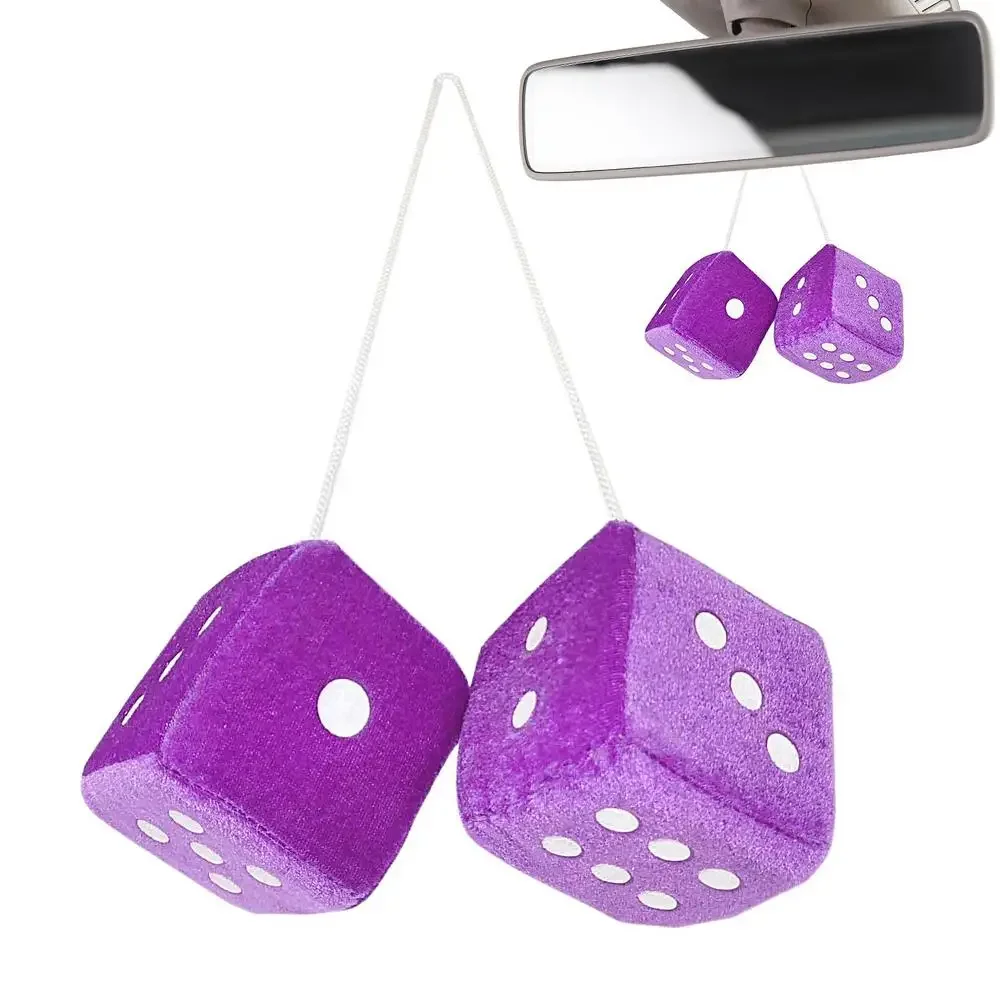 Car Plush Dice Pendant New Year Dice Velvet Model Auto Rear View Mirror Pendant Cube Decoration Car Styling