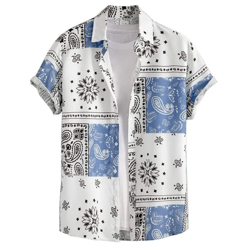 

Retro Hawaiian Shirt For Men Summer 3d Printed Floral Short Sleeves Button Down Shirts Beach Vacation Street Tops Blouse Clothes