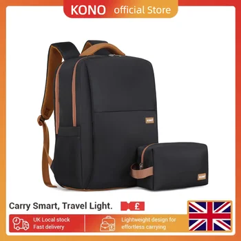 Kono Water-Resistant Laptop Backpack with USB Charging - Business Rucksack for Travel & Commute, Includes Matching Pouch