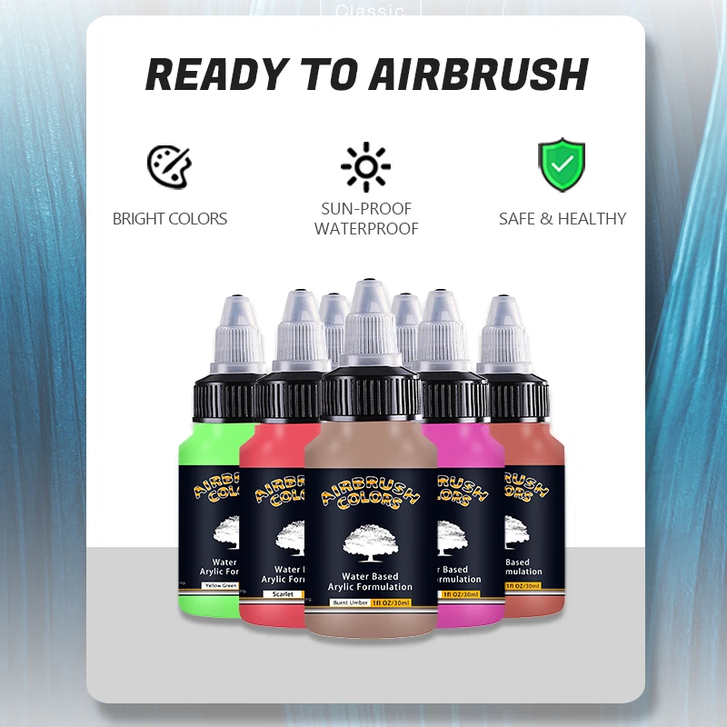 SAGUD Airbrush Paint Ready to Spray Water-Based 24 Matte Colors 30ml  Premium Acrylic Paint for Beginners Hobbyist and Artists - AliExpress