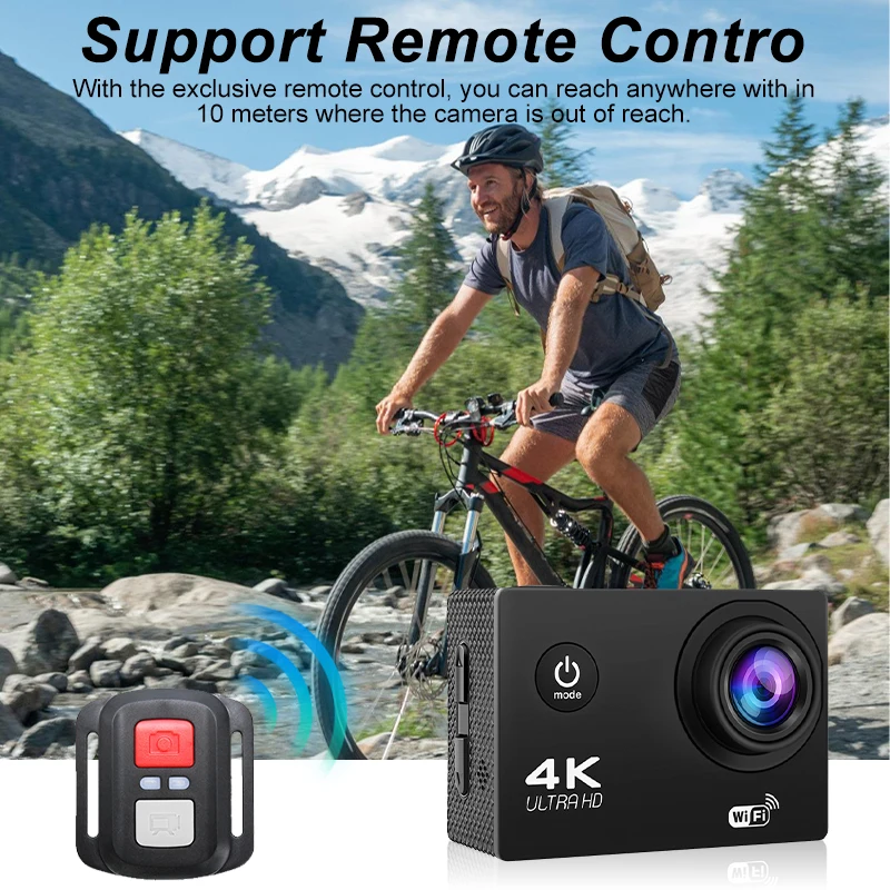 Action Camera Ultra HD 4K/30fps WiFi 2.0-inch 170D Underwater Waterproof Helmet Video Recording Sports Cameras Outdoor Mini Cam 2
