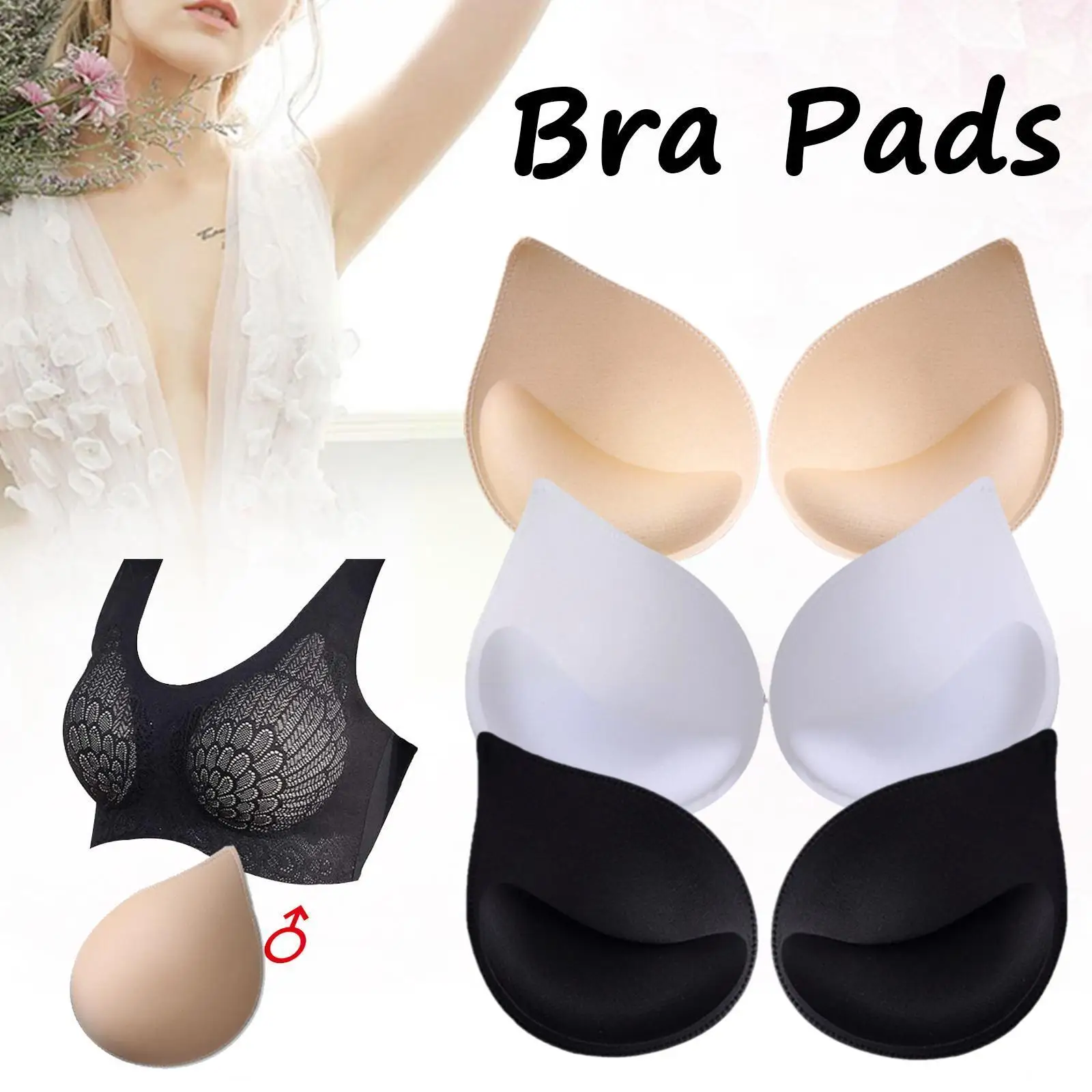 

3D Push Up Bra Pads Inserts Removable For Women's Sports Cups Bra Or Swimsuit Insert Small Breast Lift Breathable Sponge Br F4V2