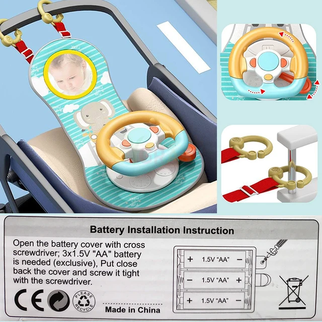 Baby Car Seat Toy Simulation Musical Steering Wheel Toy With Light Activity Seat Travel Toddler Toys For Infant Girl Boy Gifts 3