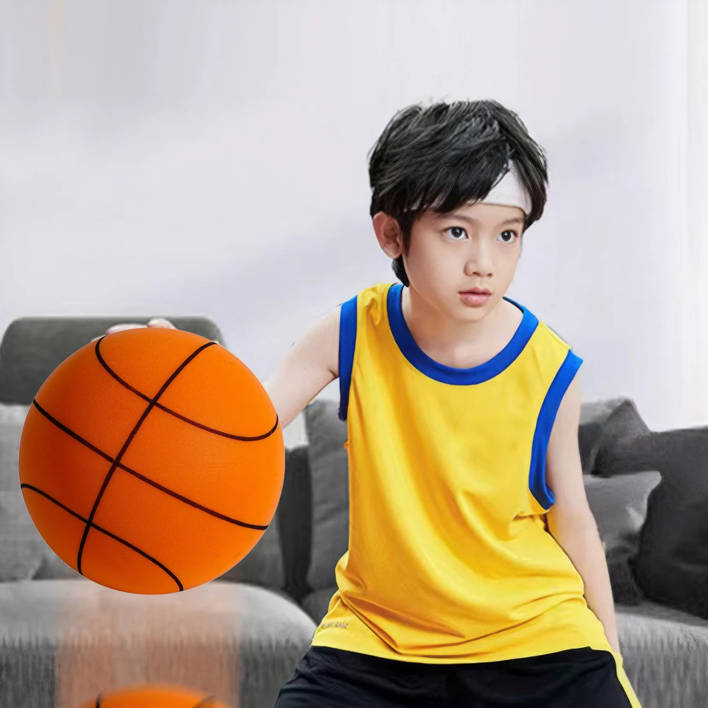 Indoor Silent Basketball Sports Bouncy Balls 18/21/24cm High Density Foam Material Kids Adults Ball Training Portable Net