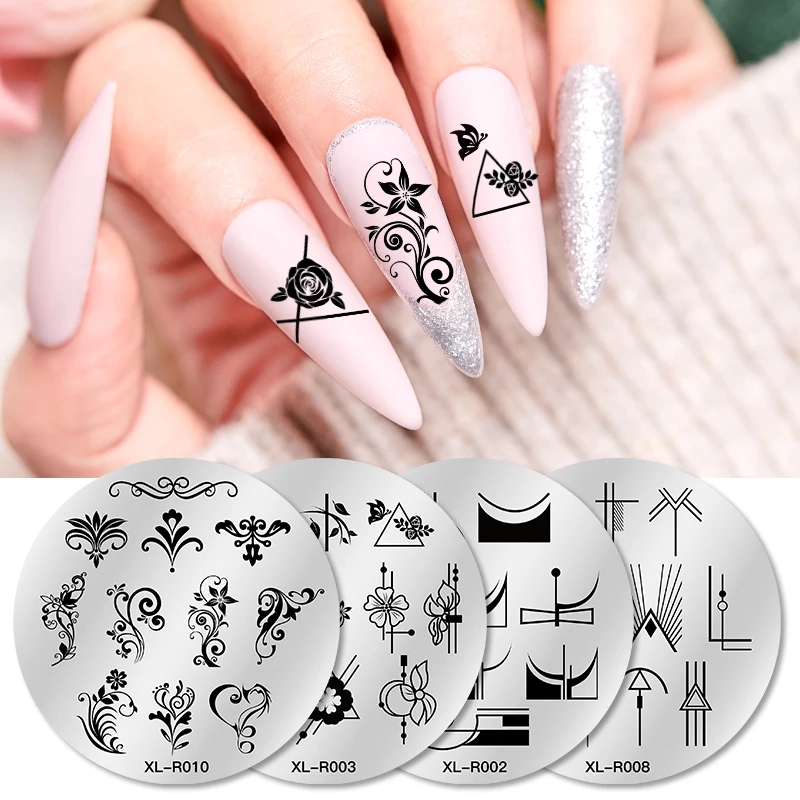 1PC circular Nail Stamping Plates Leaves Flower Geometric Stainless Steel Template Nail Art Image Texture DIY Plate Tool 6