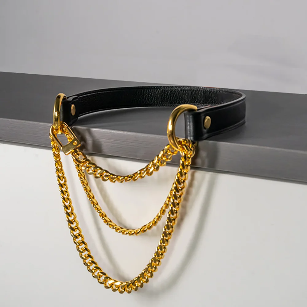 Colar punk erótico em couro legítimo para casais bondage_voghion.com