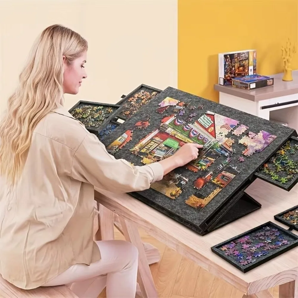Table à Puzzle Inclinable – 6 Tiroirs De Tri, Compatible 1000 Pièces, Support 2-en-1, Ultra-légère 1,6 Kg – Idéal Pour Adultes