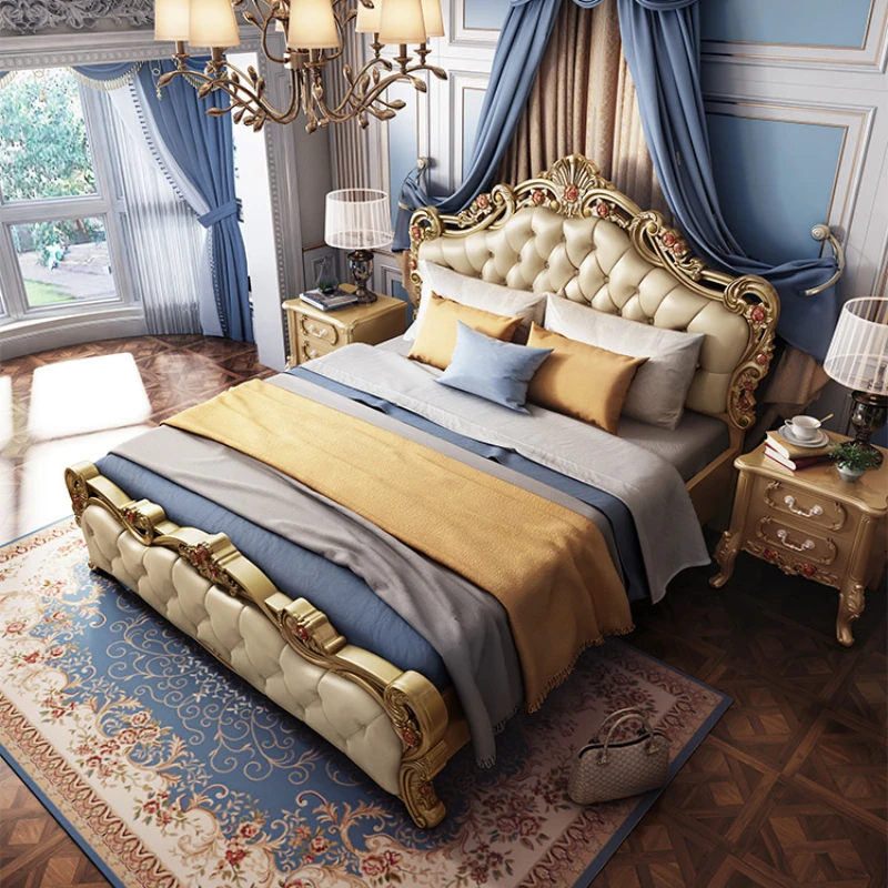 

Luxury European Double Bed Queen Princess Design Modern Floor Twin Bed King Size Girls Camas Matrimonial Furniture For Bedroom