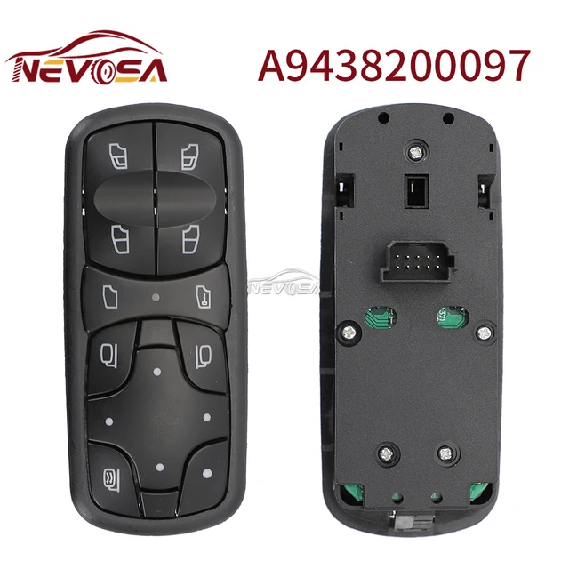 مفتاح نافذة NEVOSA-Power للشاحنة ، زر رافع زجاج التحكم ، زجاج التحكم ، مرسيدس بنز Actros MP1 MP2 ، A9438200197 ، A9438200097