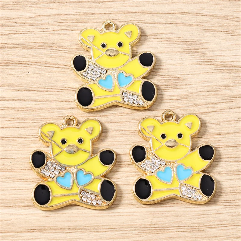 Tusember 10 Stück 22 x 24 mm niedliche Anhänger, Kawaii, bunte Bären-Charms für DIY-Schmuckzubehör, handgefertigte Ohrringe, Armbänder, Halsketten – Detail 4