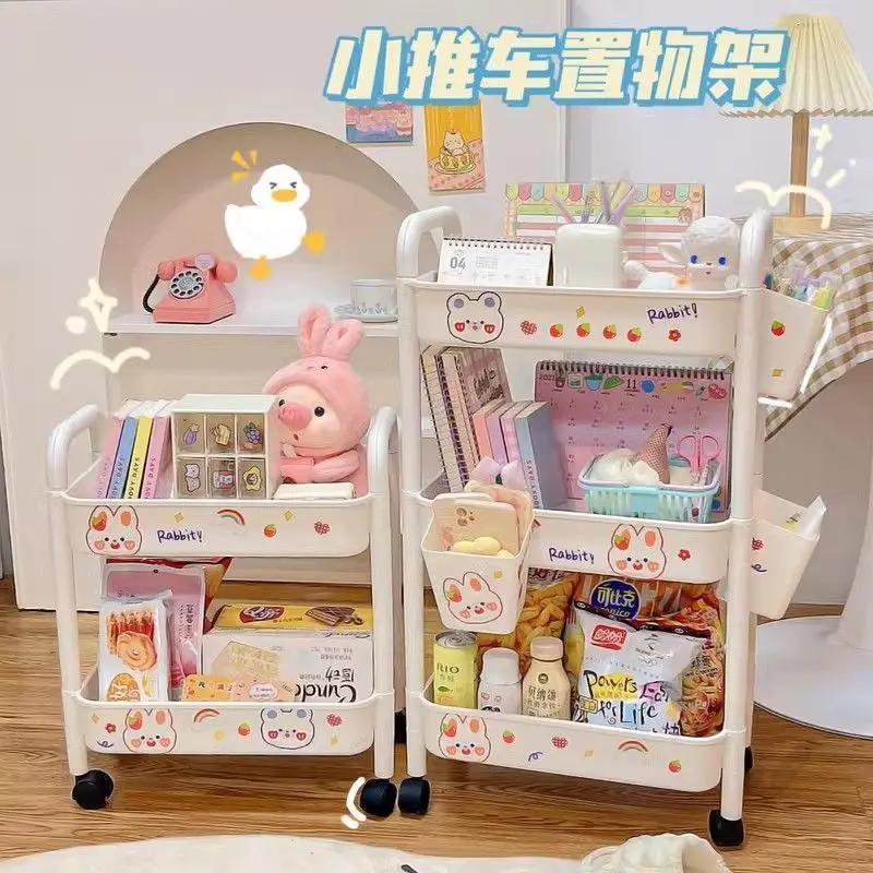 Four wheel rolling storage cart mobile snack box bathroom organizer easy to assemble frame