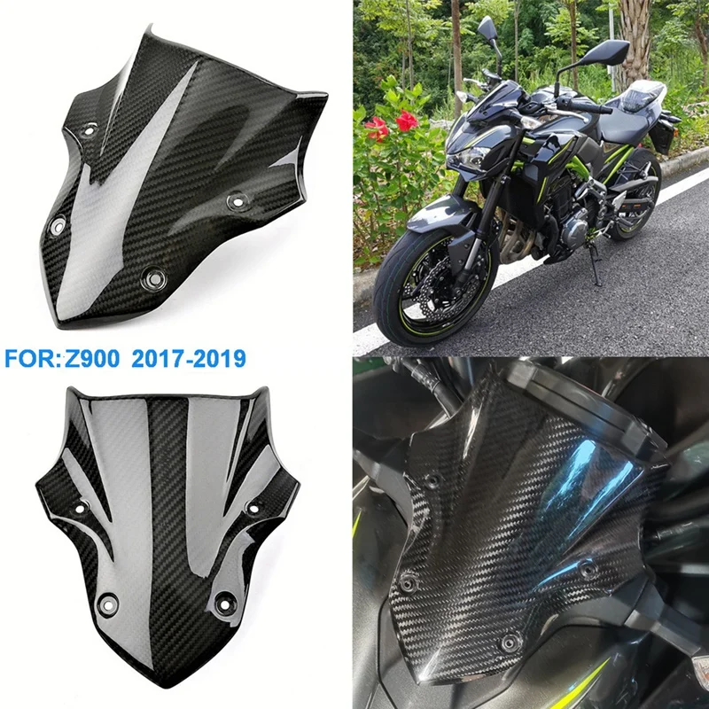 

Real Carbon Fiber Motorcycle Windshield Windscreen For Kawasaki Z900 Z 900 2017 2018 2019