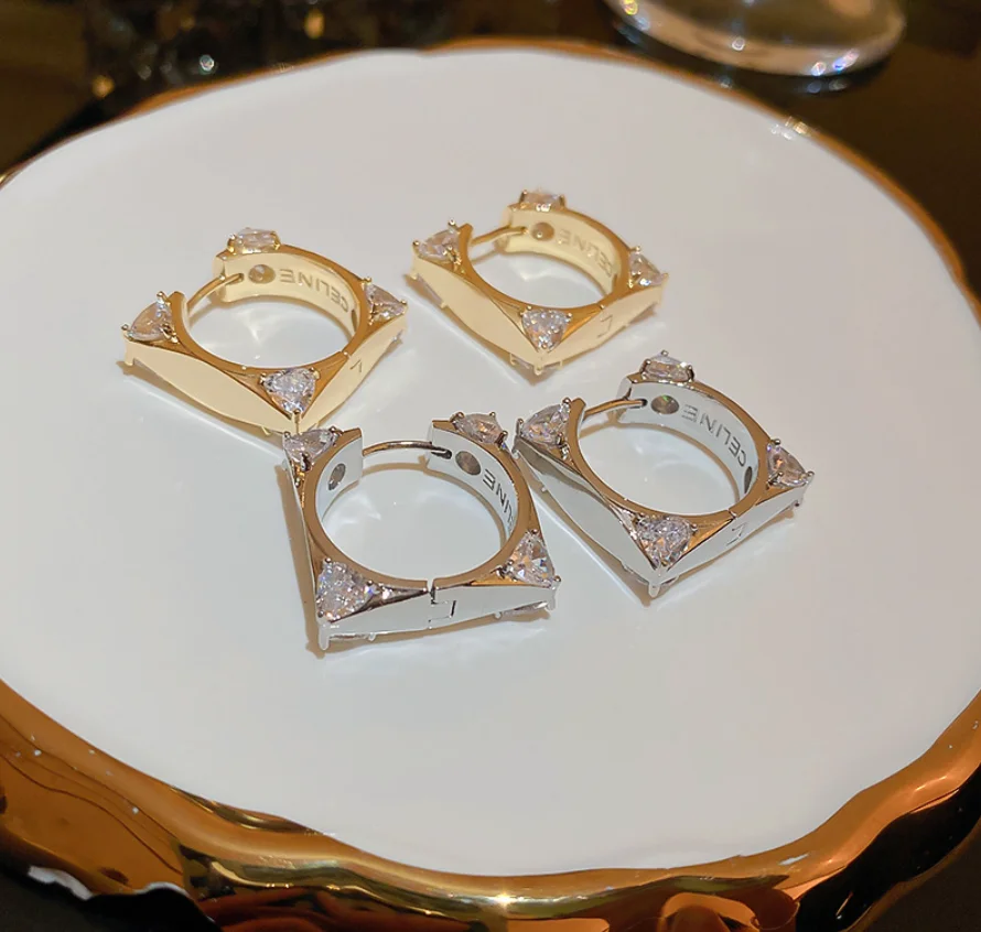 2022 new trend S925 silver needle zircon Square Letter copper metal Earrings for women Fashion Jewelry