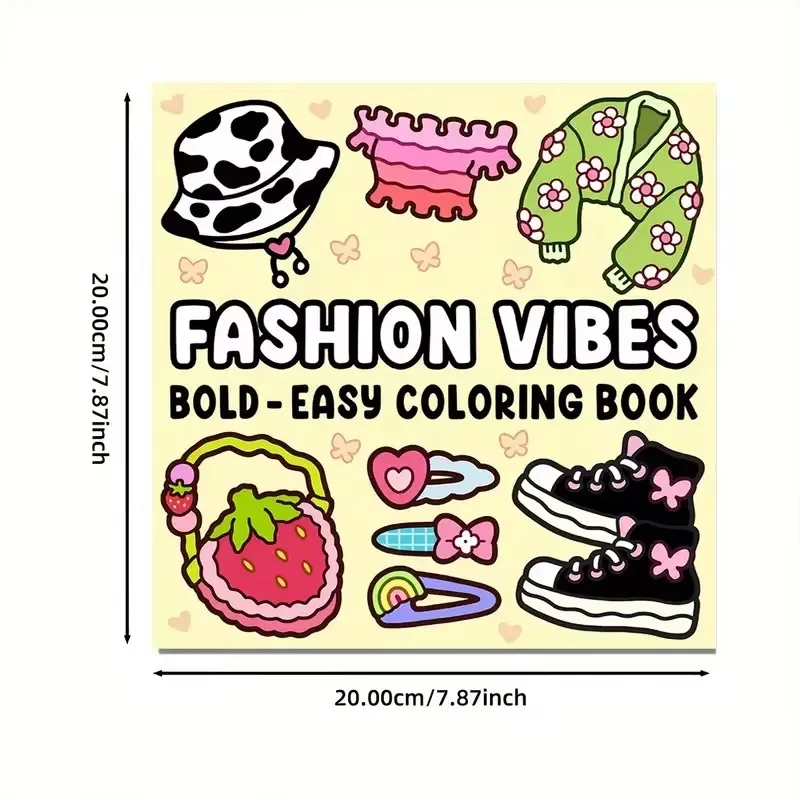 Fashion Vibes Bold & Easy Coloring Book for Adults and Teens - 22 Pages, Mixed Color Paper, Stress Relief, Emotional Release 3